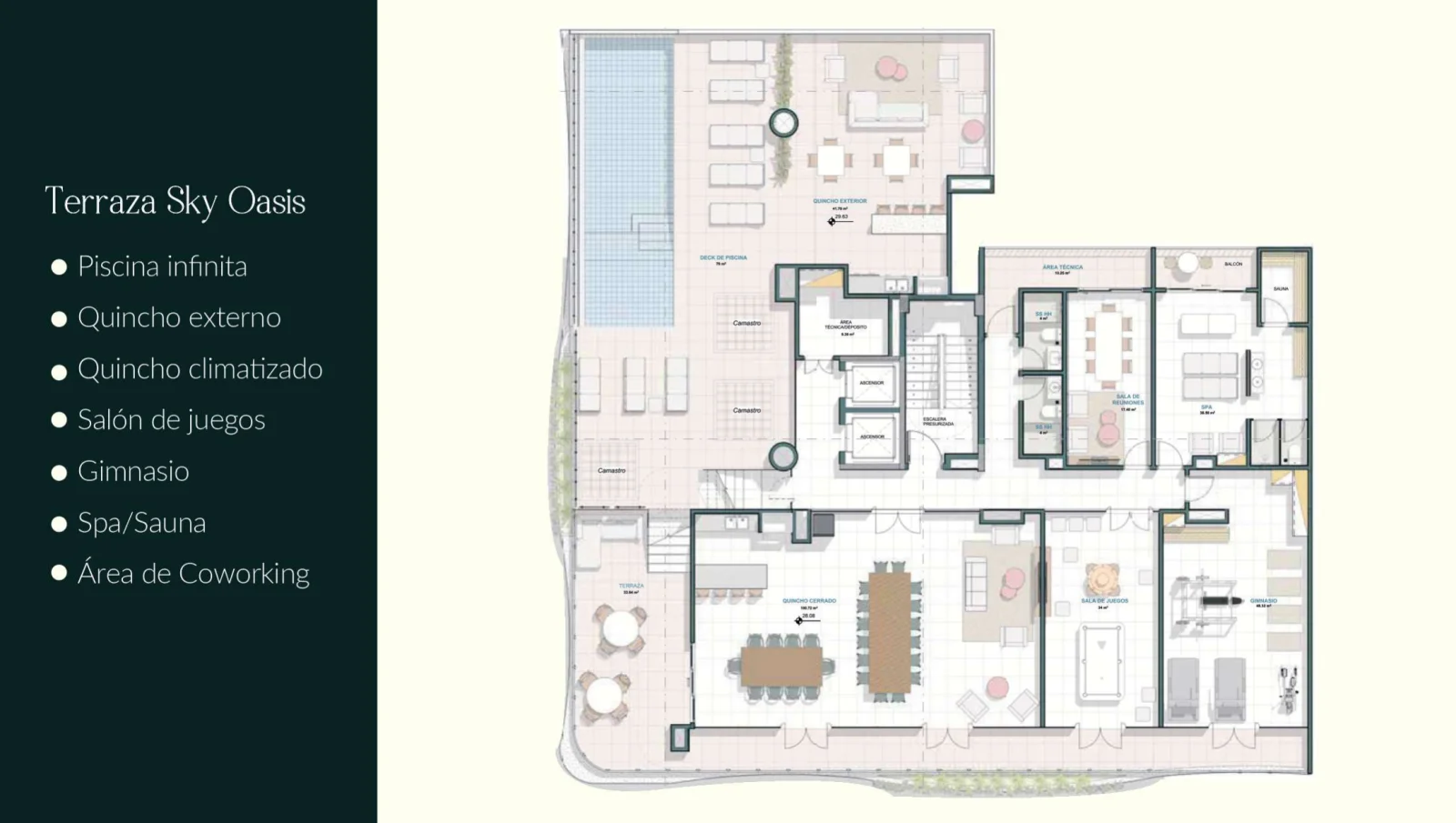 Lobby, cafetería y área comercial