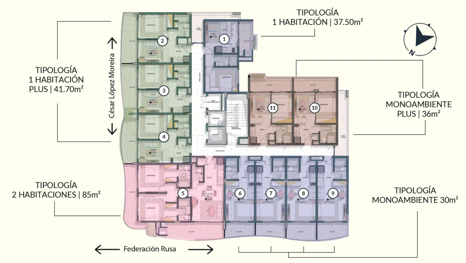 Plano general (11 unidades/piso)