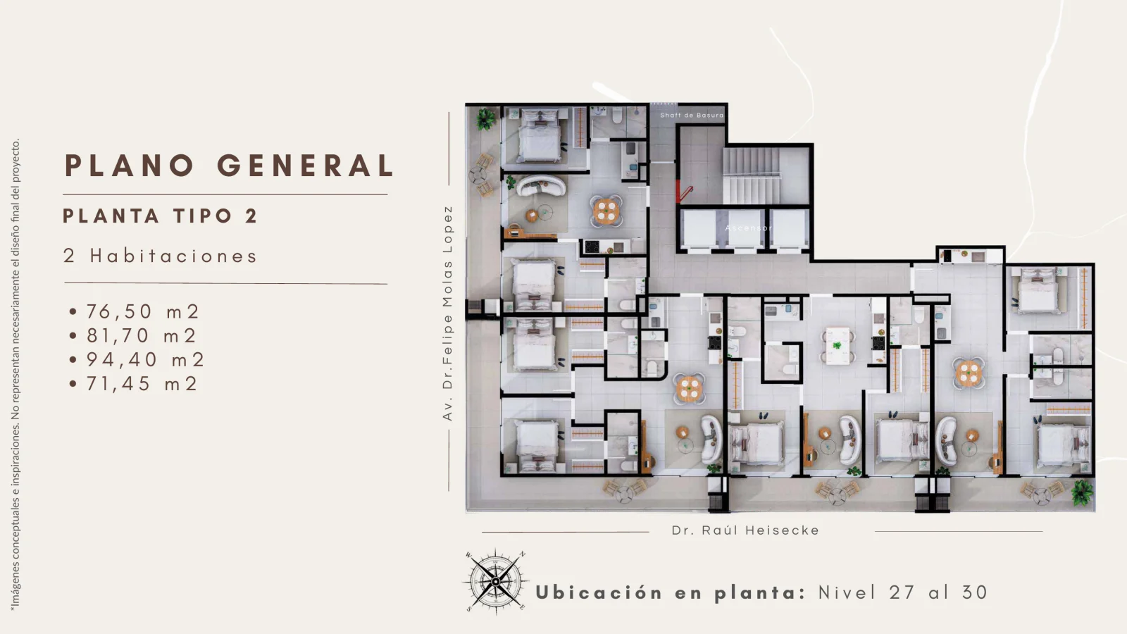 Planta tipo 2 (2 habitaciones)