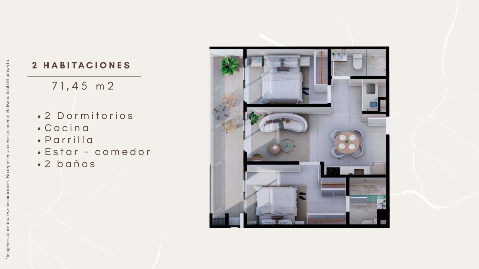 1 Habitación — 45,2 m²