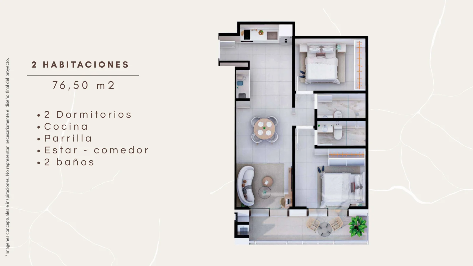 2 Habitaciones — 70,5–93,5 m²