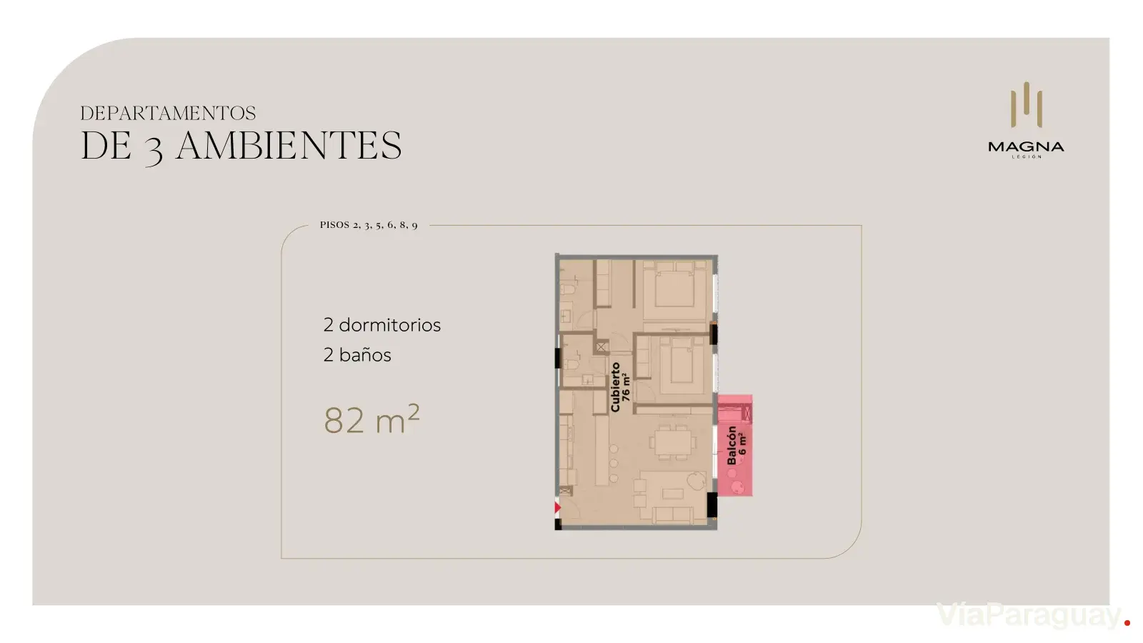 2 Dormitorios — 82 m²