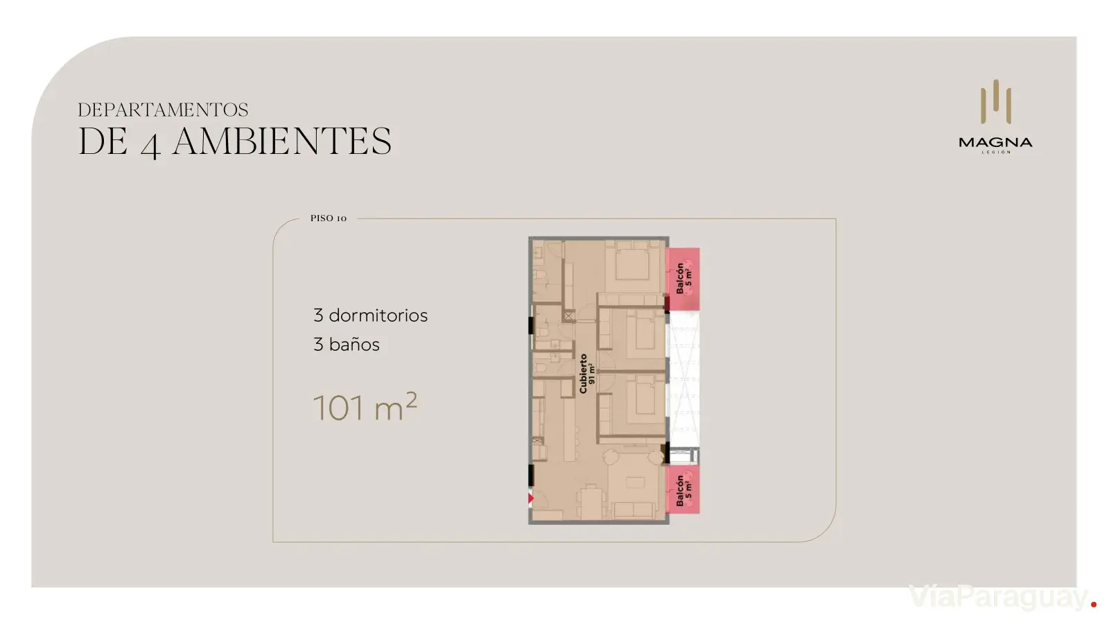 3 Dormitorios — 102 m² (Penthouse)