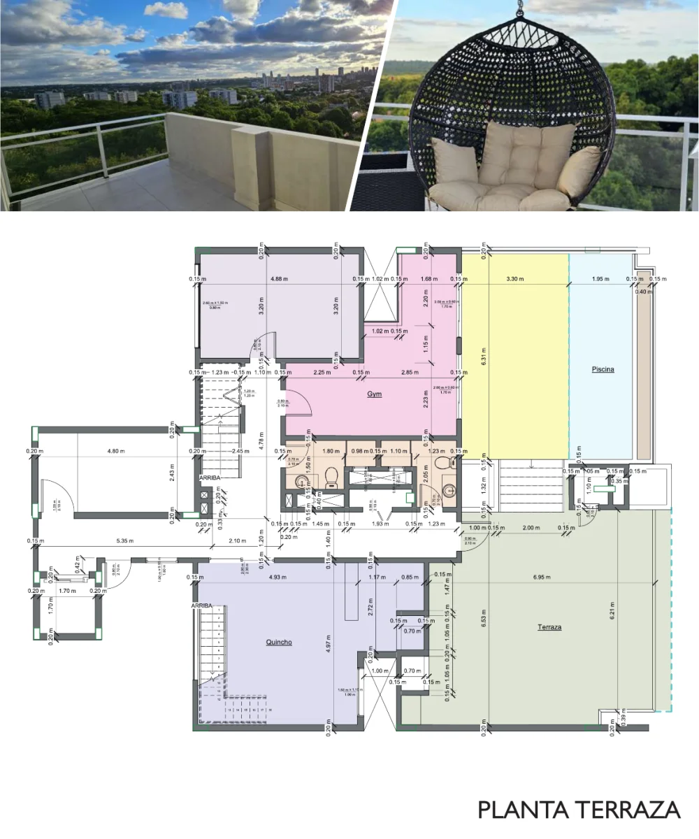 Planta de terraza y amenities
