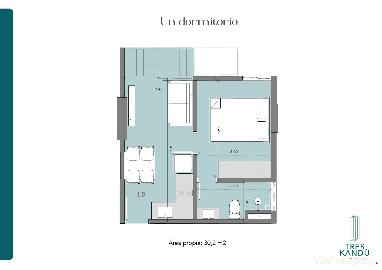 1 Dormitorio — 30,2 m²
