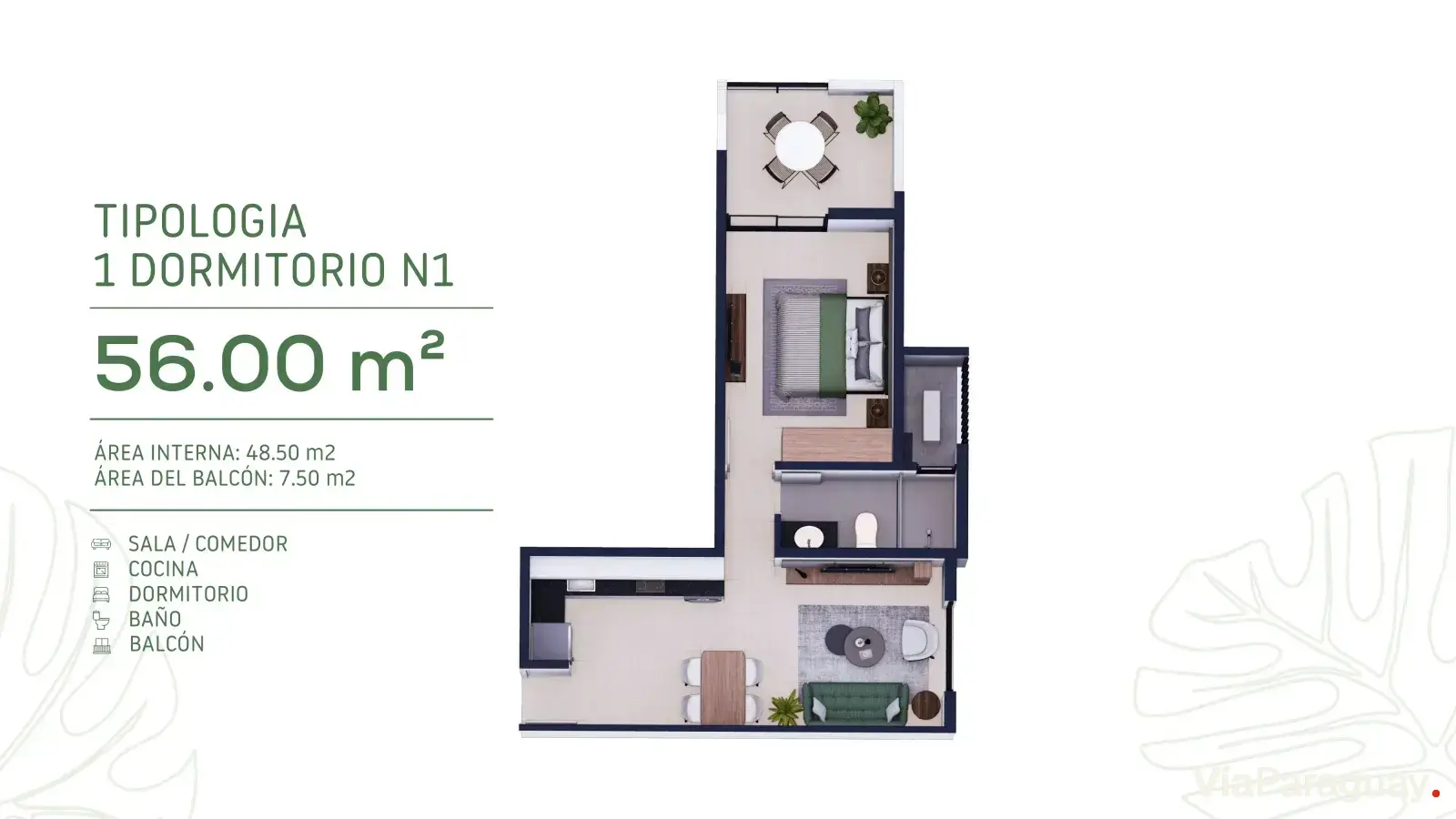 1 Dormitorio N1 — 56 m²