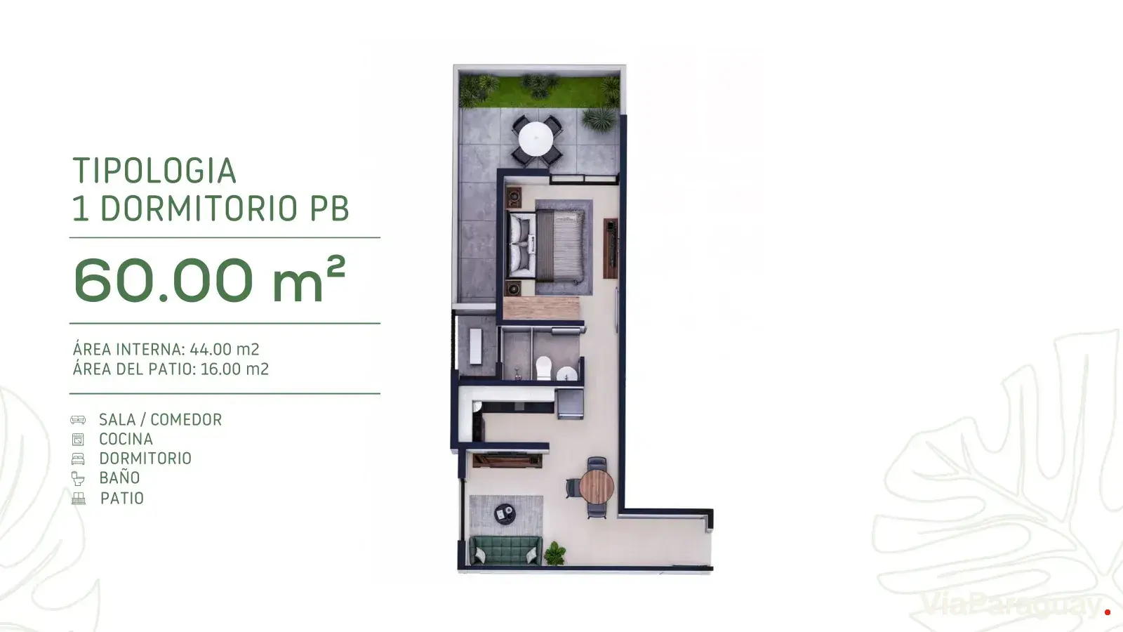 1 Dormitorio Planta Baja — 60 m²