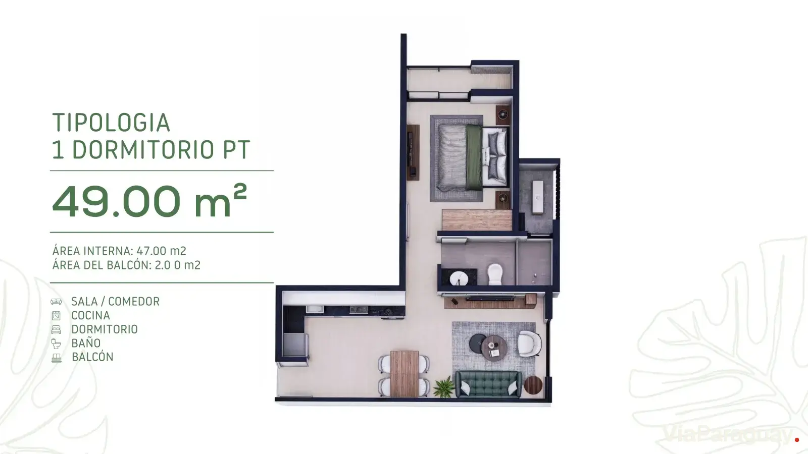 1 Dormitorio PT — 49 m²