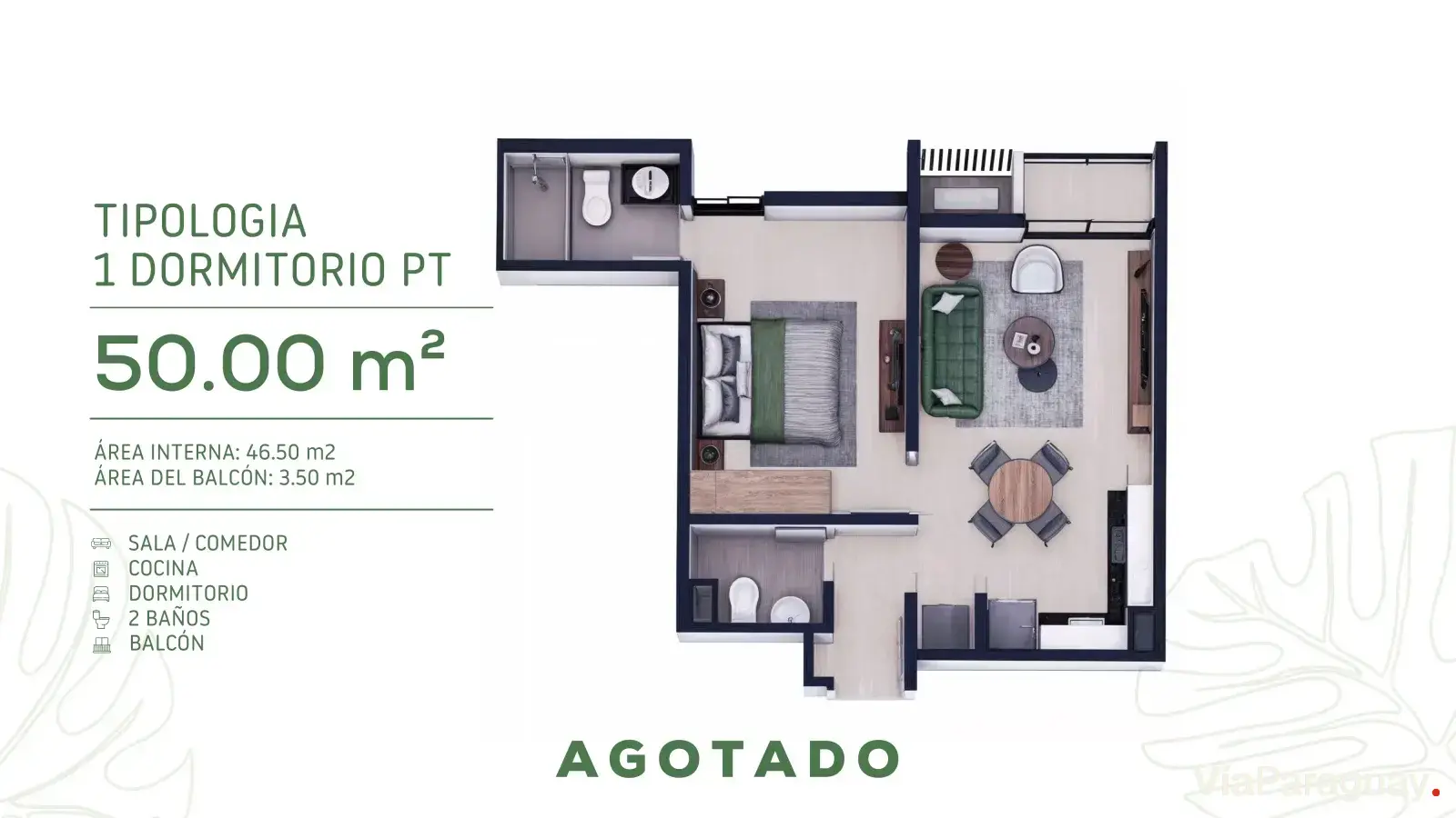 1 Dormitorio PT — 50 m² (Agotado)