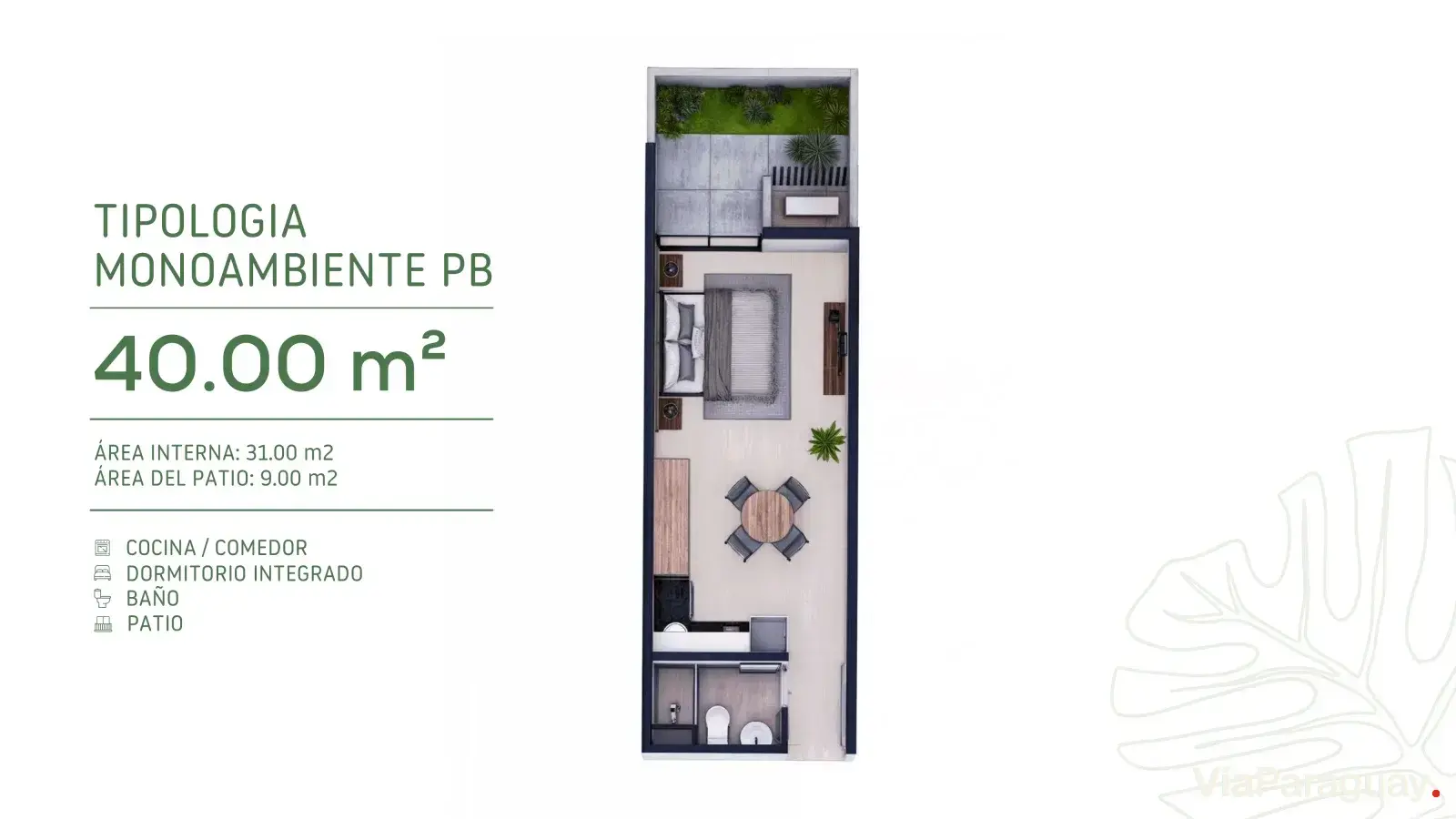 Monoambiente Planta Baja — 40 m²