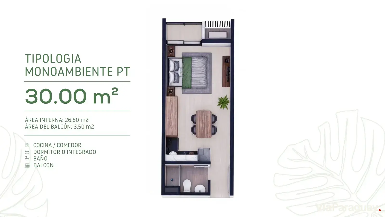 Monoambiente Penthouse — 30 m²