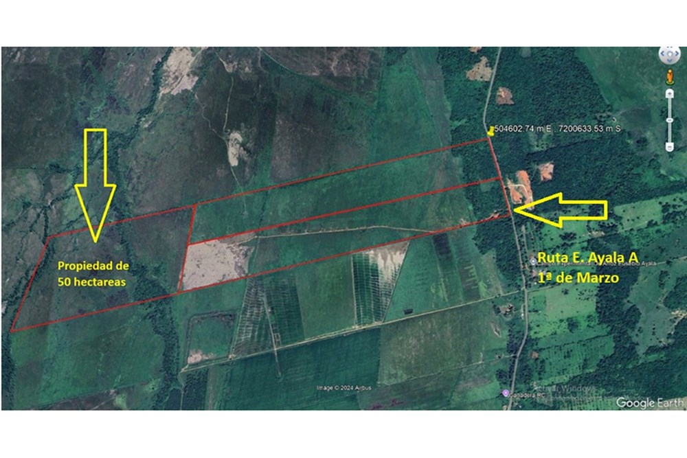 Land for sale in Eusebio Ayala: 50 hectares on asphalt