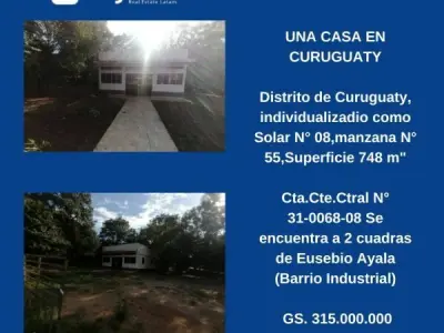 Casa à venda no centro de Curuguaty, Canindeyú