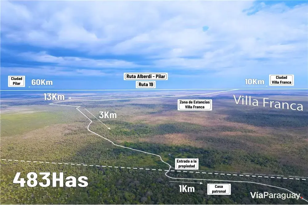 Estancia en venta de 483 ha en Villa Franca, Ñeembucú