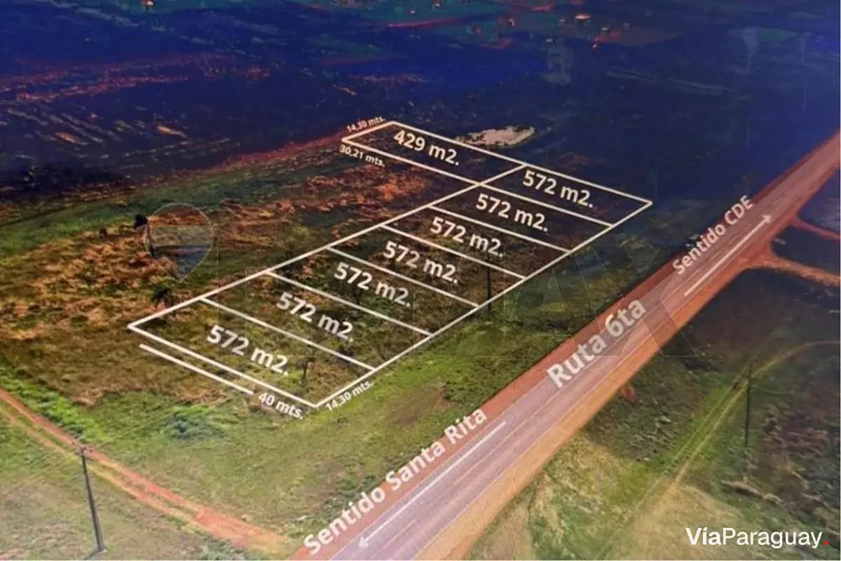 4,433 m² lot for sale on Route 6, Minga Guazú