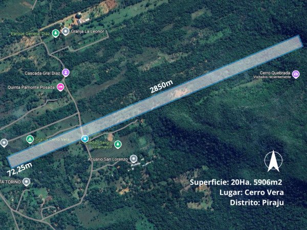 Propiedad rural de 20 hectáreas en venta en Pirayú, Paraguarí