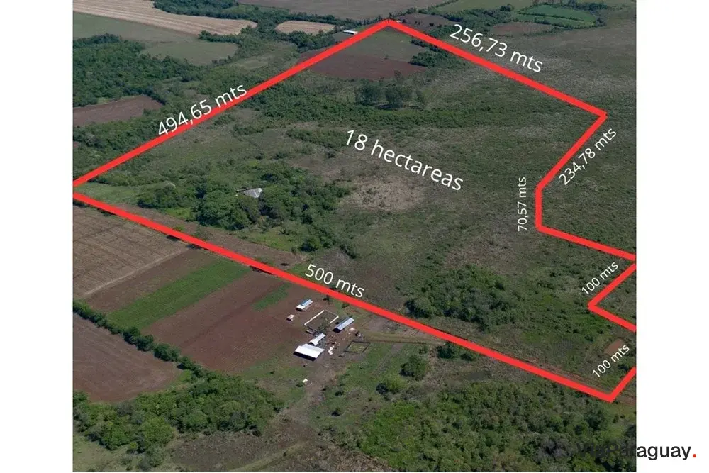 18-hectare land for sale in Minga Guazú