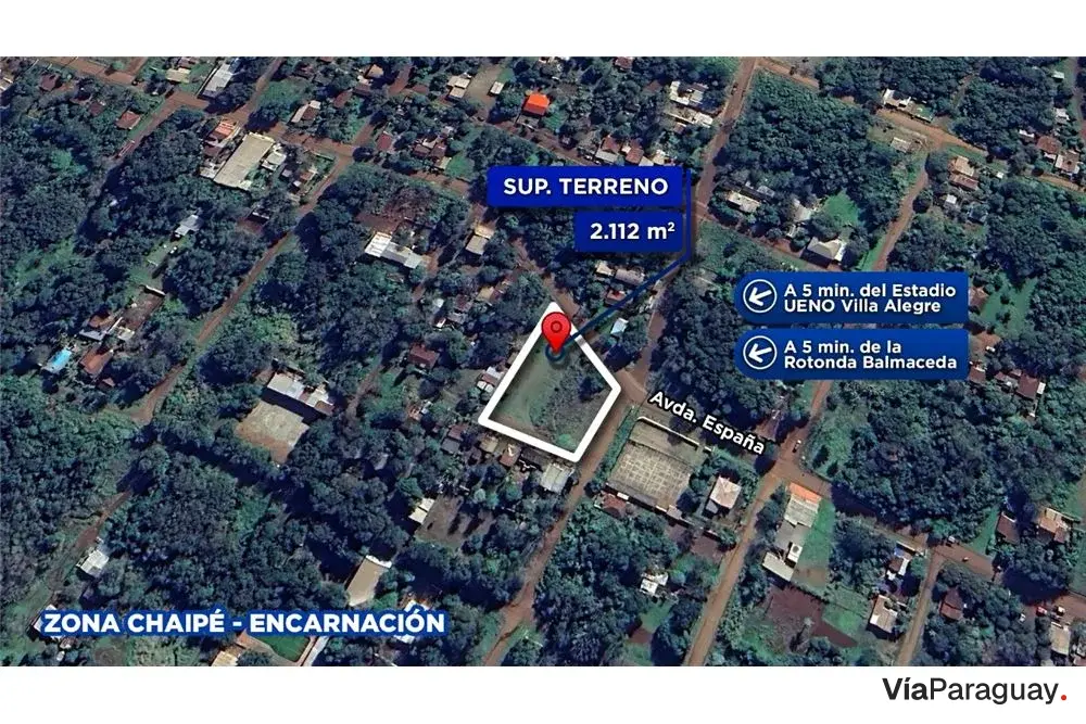 Land for sale in Encarnación, Chaipé – 2,112 m²