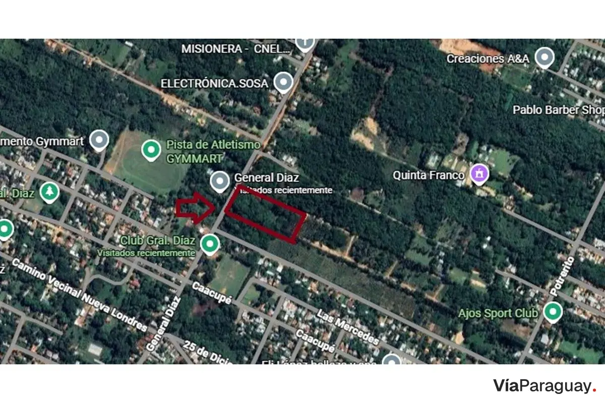 Terreno de 2.280 m² en venta en Coronel Oviedo