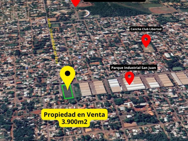 Terreno de 3.950 m² calle a calle en esquina en Ciudad del Este
