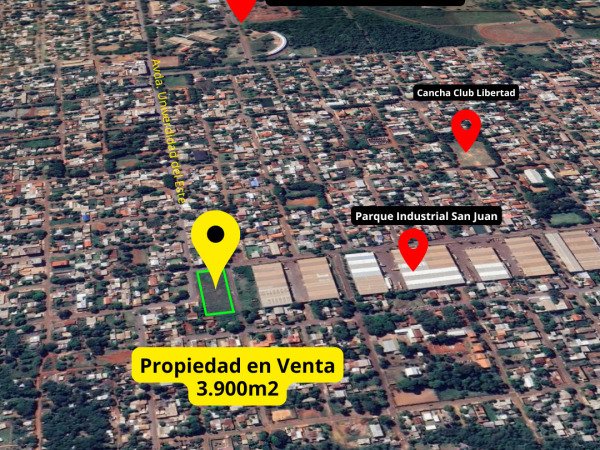 Terreno de 3.950 m² calle a calle en esquina en Ciudad del Este