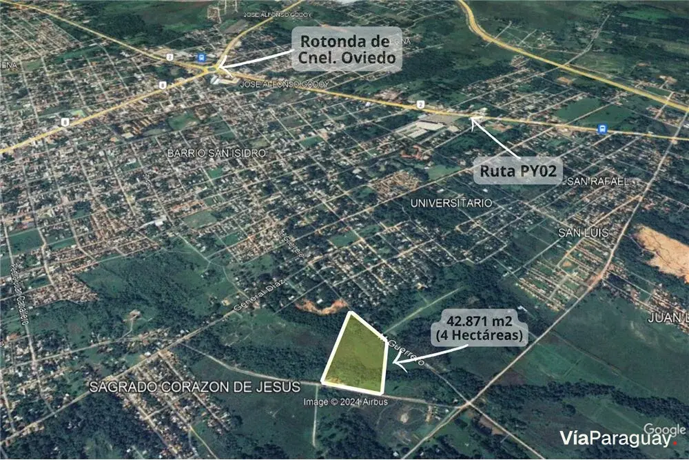 Terreno de 42.871 m² en venta en Coronel Oviedo