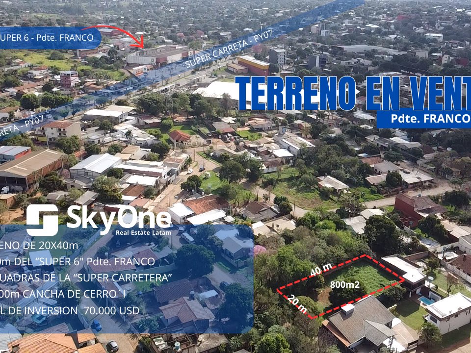 Terreno de 800 m² no Barrio Santo Tomás, Presidente Franco