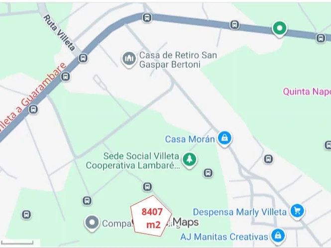 Terreno de 8.407 m² en venta en Barrio Naranjaisy, Villeta