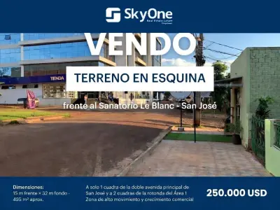 Corner lot for sale in Barrio San José, Ciudad del Este