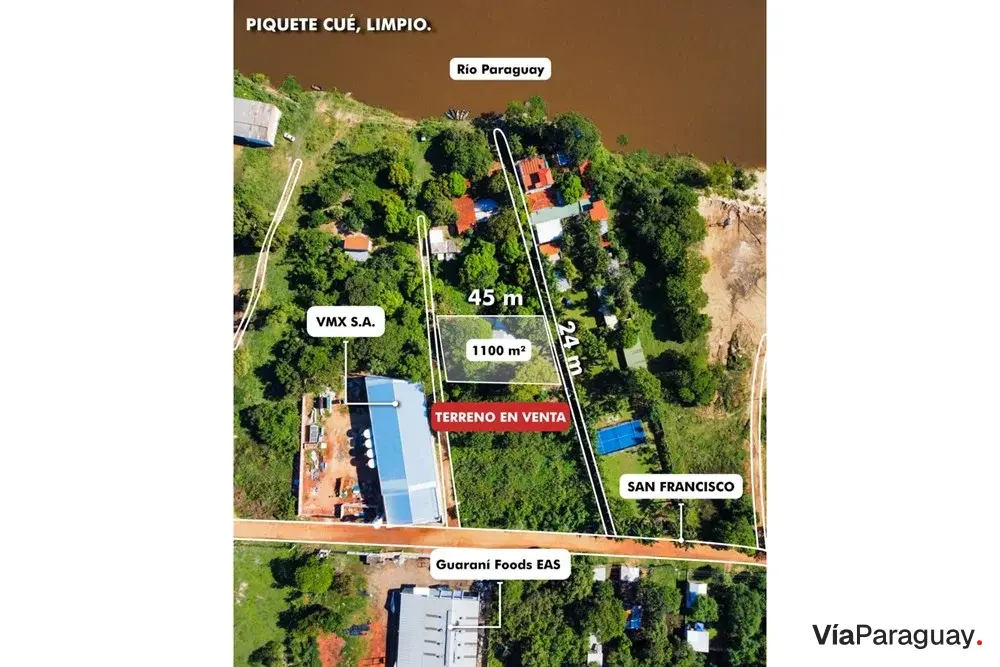 Terreno en venta de 1.101 m² en Piquete Cue, Limpio