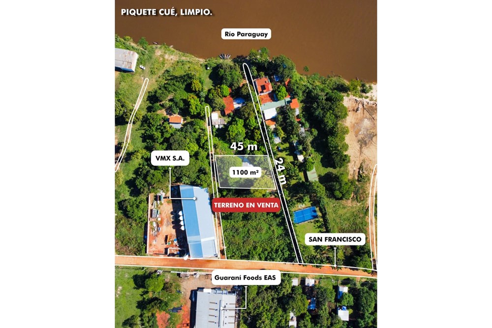 Terreno en venta de 1.101 m² en Piquete Cue, Limpio