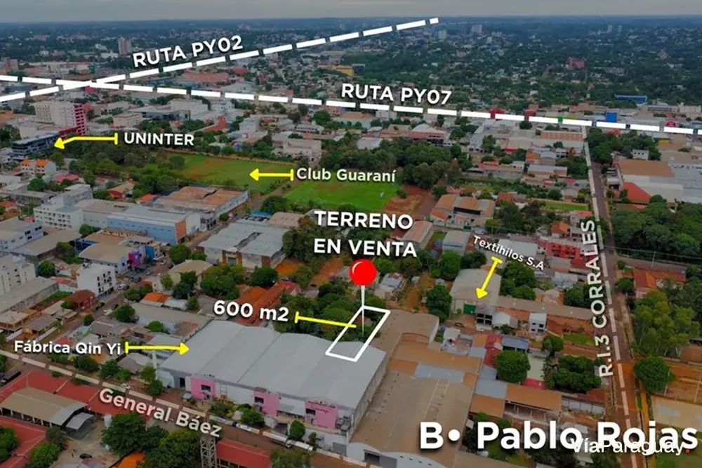 Land for sale in Pablo Rojas neighborhood, Ciudad del Este