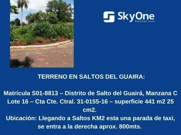 Terreno en venta en Col. Gasory, Salto del Guairá