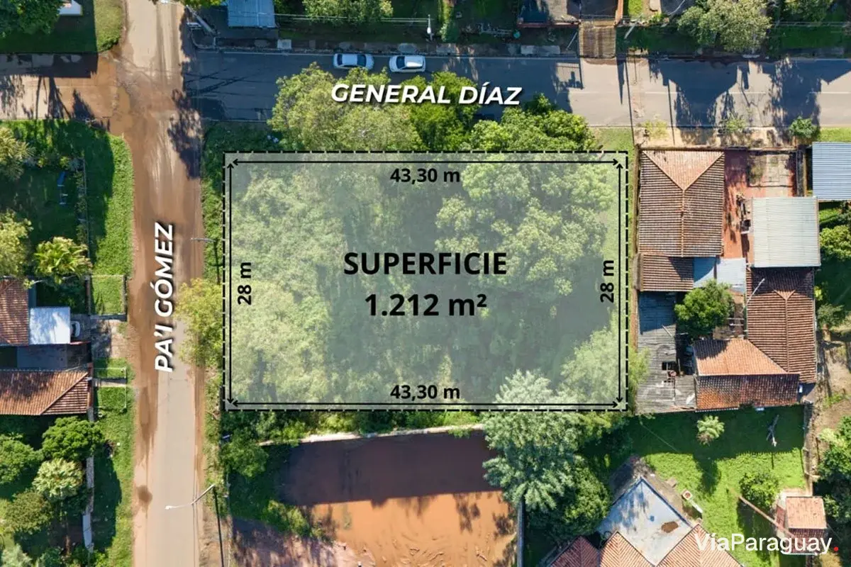 Terreno en venta en el centro de Paraguarí, 1.212 m²