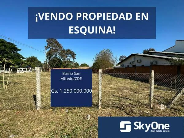 Corner land for sale in Barrio San Alfredo, Ciudad del Este