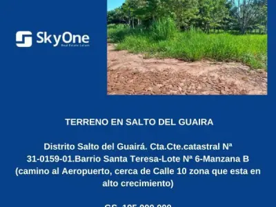 Terreno en venta en Salto del Guairá, zona camino al aeropuerto