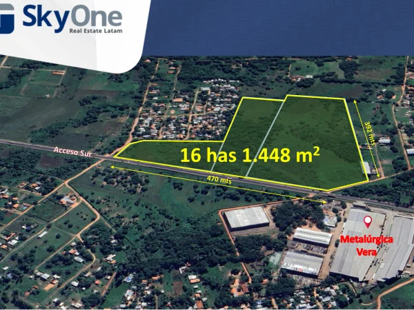 Terreno industrial en venta en Ypané – 16,1 hectáreas sobre Ruta Acceso Sur