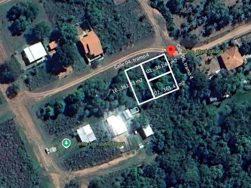 Três terrenos contíguos de 1.080 m² à venda em Candia, Atyrá