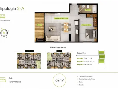 Departamento de 1 dormitorio en venta en Palmanova, Recoleta 3