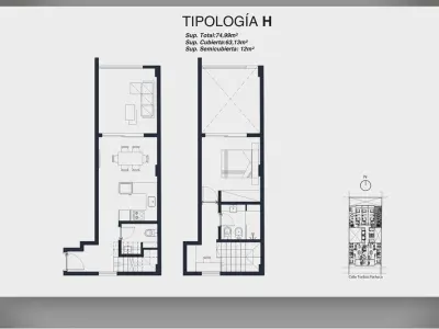 Duplex apartment with 1 bedroom for sale at Ed. Doble Pacheco 4