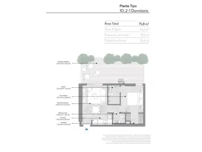 Departamento en venta de 1 dormitorio en Nostrum Trinidad 3