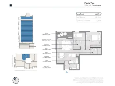 Apartment for sale in Nostrum Trinidad, 2 bedrooms 4