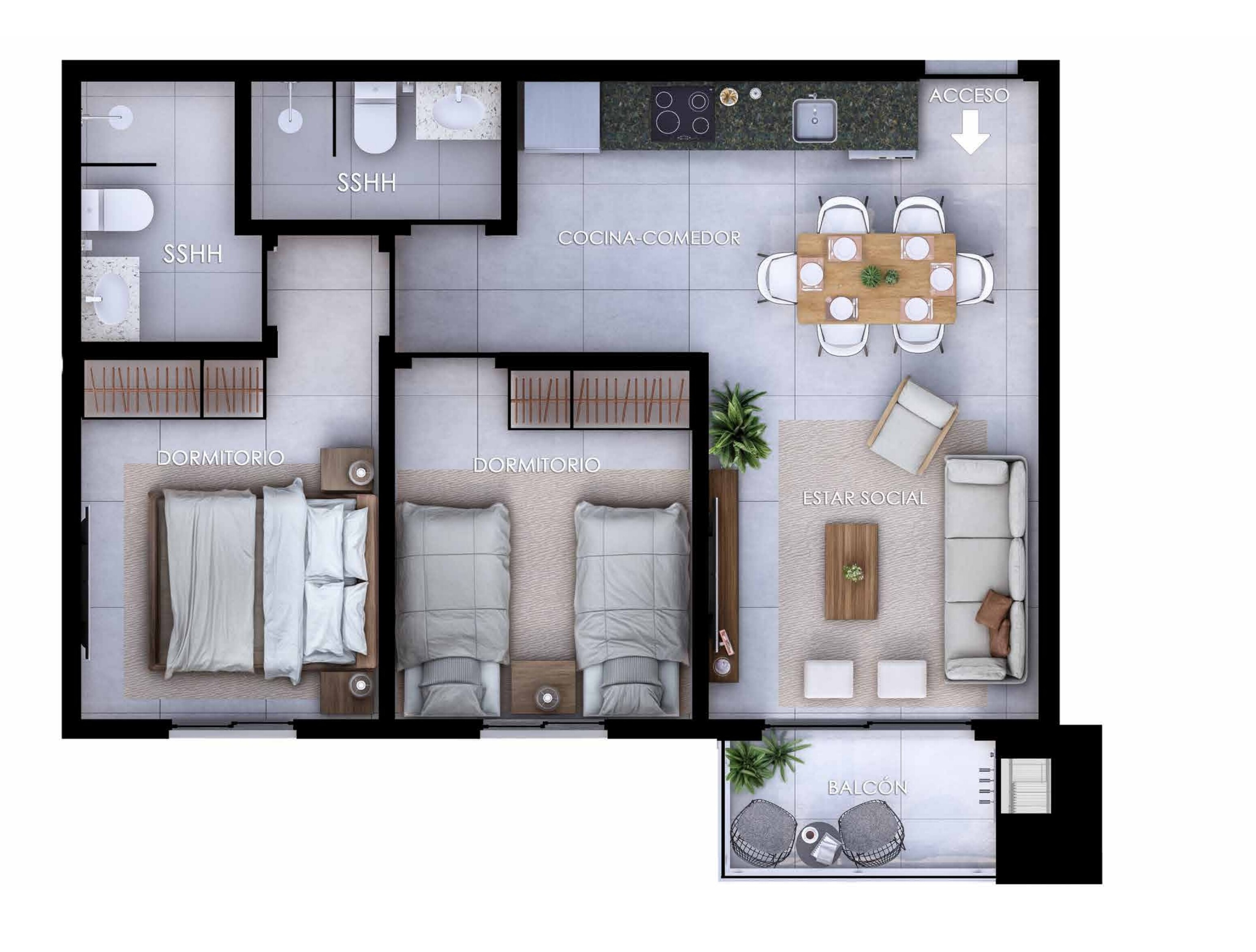 bed 64.3 m²