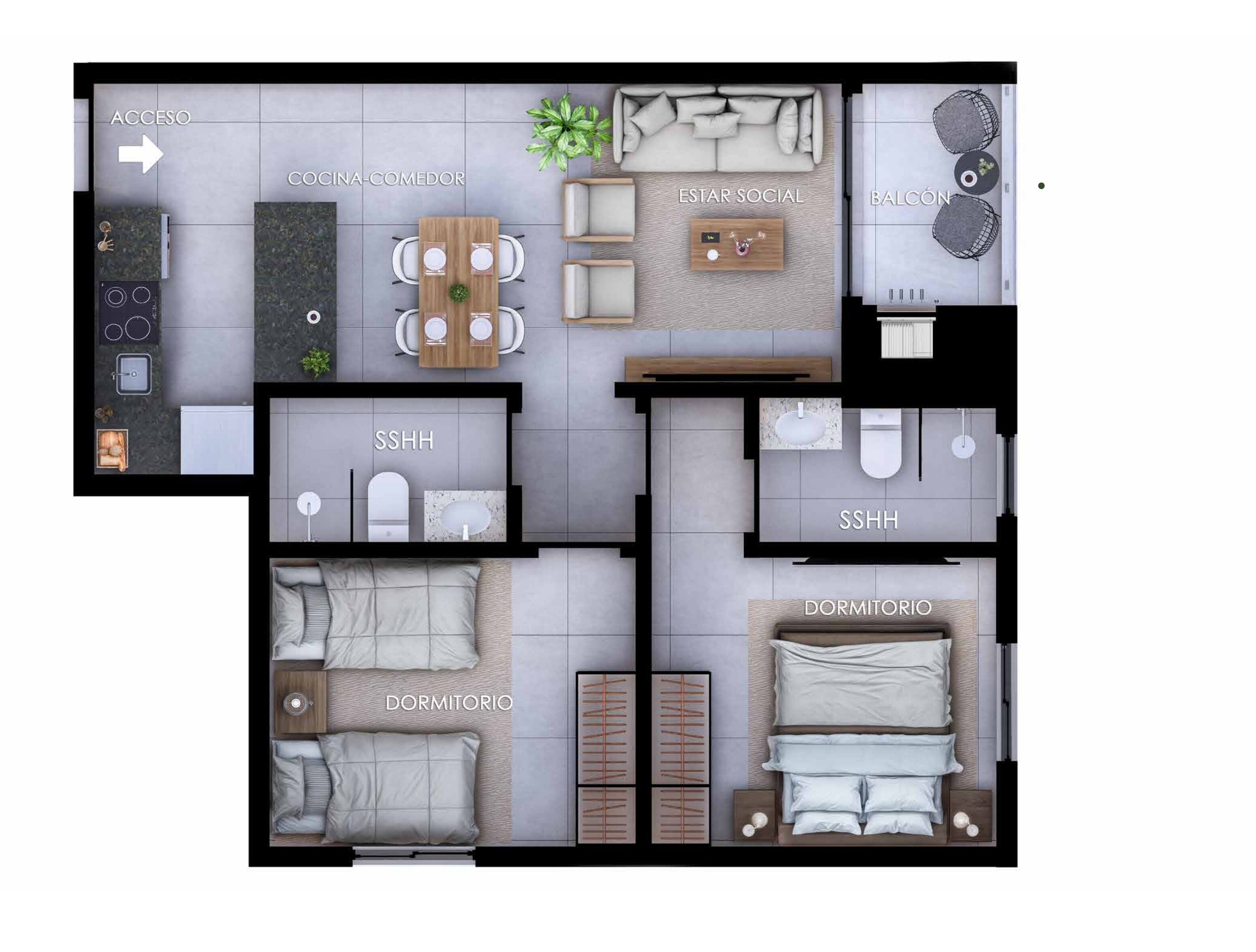 bed 64.6 m²